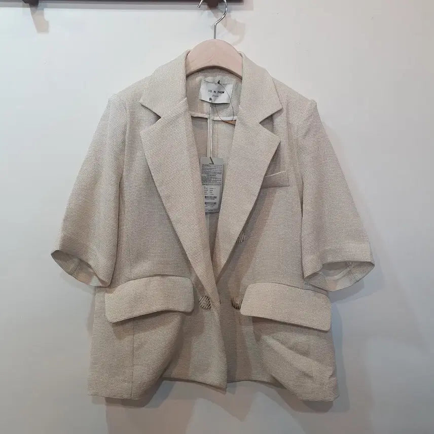 [BUNJANG] Summer Short Sleeve Jacket - Beige / 여름 반팔 재킷 베이지