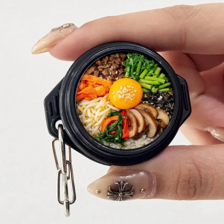 [BUNJANG] Bibimbap Ttukbaegi Ddeokgaki Keyring / [새상품] 뚝배기 딸깍이 (비빔밥) 키링