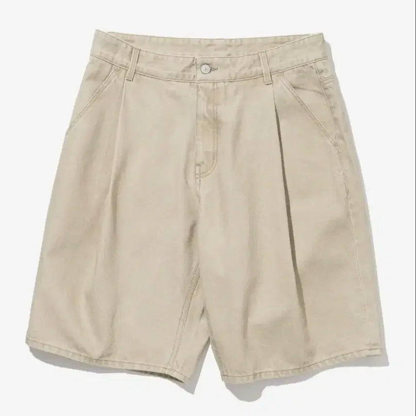 [BUNJANG] Uniform Bridge One-Tuck Denim Dyeing Shorts Beige / 유니폼브릿지 원턱 반바지 L