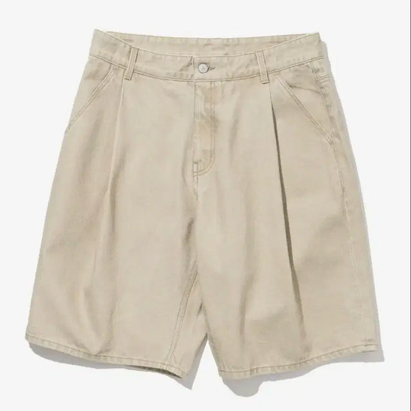 [BUNJANG] Uniform Bridge One-Tuck Denim Dyeing Shorts Beige / 유니폼브릿지 원턱 반바지 L