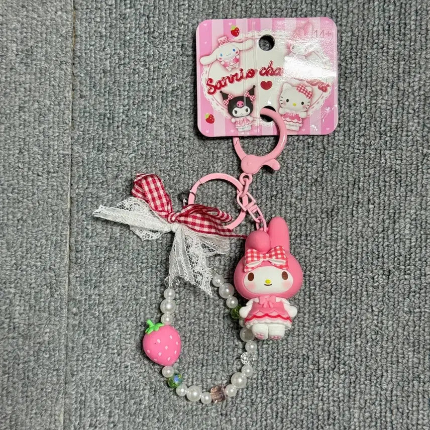 [BUNJANG] Sanrio My Melody Strawberry Bead Keyring / 산리오 마이멜로디 딸기 비즈 키링 미사용 새 상품
