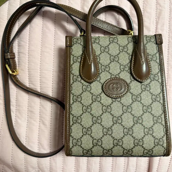 [BUNJANG] Gucci Interlocking G Mini Tote Bag Brown / 구찌 인터로킹 G 미니 토트백 브라운