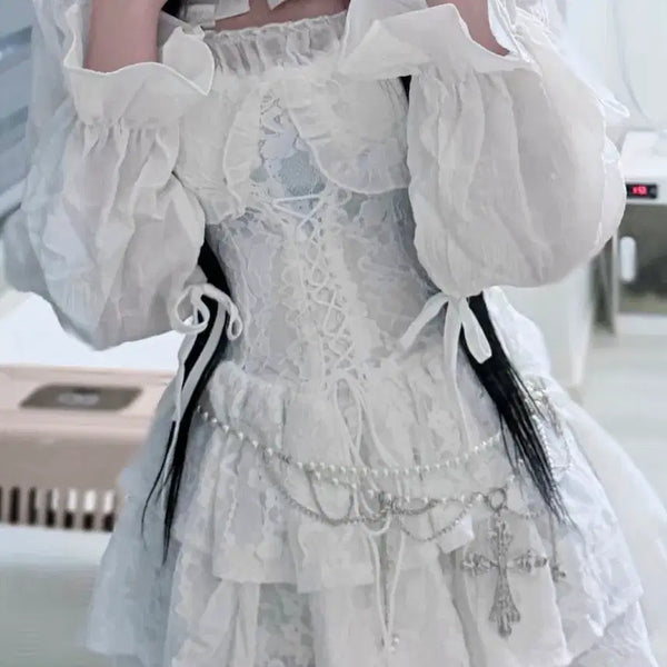 [BUNJANG] Subculture Lolita Style Vintage One-Piece Dress / 로리타 양산형 지뢰계 서브컬쳐 빈티지 원피스 드레스