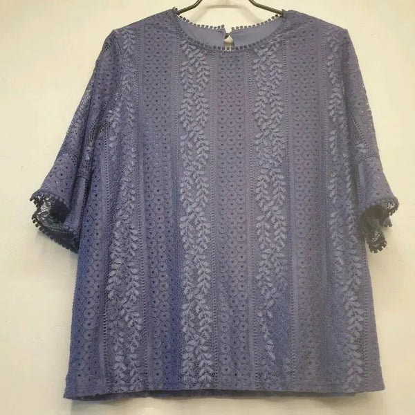 [BUNJANG] Purple Blue Lace Two-Piece Set (Blouse + Skirt) / 66)레이스 투피스 세트 (블라우스 + 스커트) / 퍼플블루