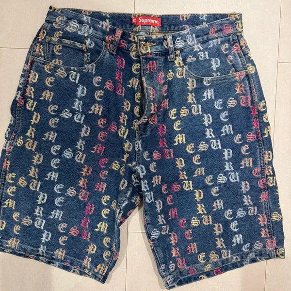 [BUNJANG] Supreme Logo Denim Shorts Size 32 / 슈프림 로고 데님 반바지