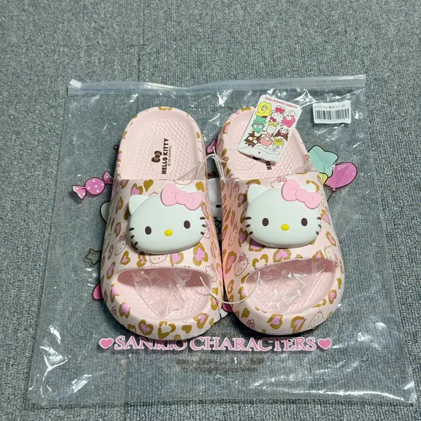 [BUNJANG] Sanrio Hello Kitty Pink Leopard Slippers / 산리오 헬로키티 핑크 레오파드 슬리퍼 미사용 새 상품