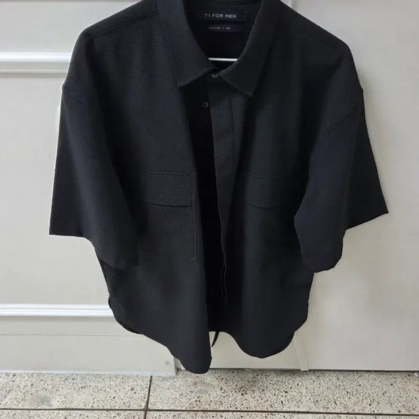 [BUNJANG] TI FOR MEN Seersucker Black Short Sleeve Shirt / 티아이포맨 시어서커 블랙 반팔 셔츠