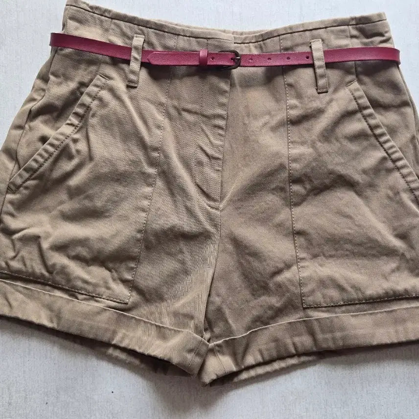 [BUNJANG] Sandro Beige Cotton Shorts with Belt (Size 36 / 44-55) / 산드로 베이지 면 반바지 36 (44-55) 벨트 포함