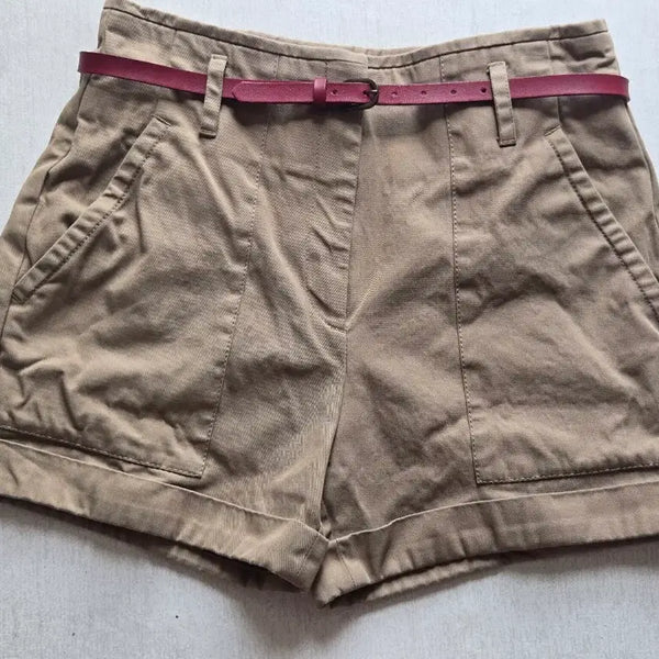 [BUNJANG] Sandro Beige Cotton Shorts with Belt (Size 36 / 44-55) / 산드로 베이지 면 반바지 36 (44-55) 벨트 포함