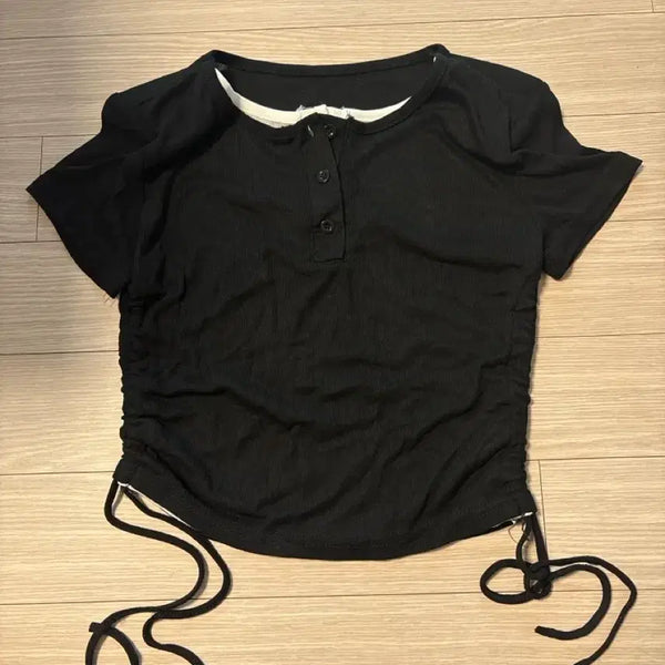 [BUNJANG] Ruched Short Sleeve T-Shirt / 셔링 반팔티