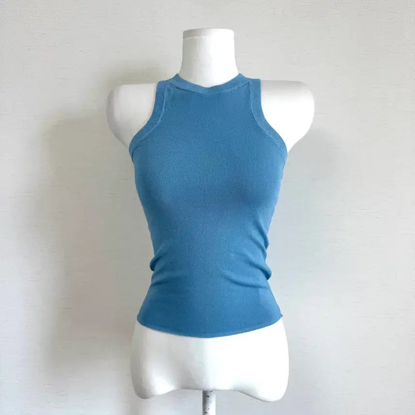 [BUNJANG] Zara Ribbed Tank Top Sleeveless Blue XS / 자라) 골지 탱크탑 슬리브리스
