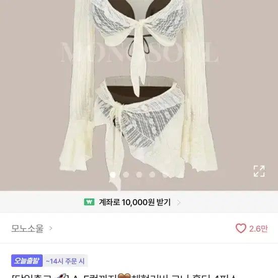 [BUNJANG] Monobiki 4-Piece Swimsuit with Push-up Pads / 에이블리 모노비키 수영복 4피스+뽕패드