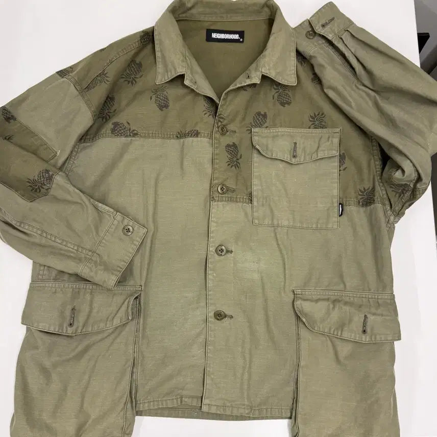 [BUNJANG] Neighborhood Pineapple Pattern Camo Shirt Size S / 네이버후드 파인애플 패턴 카모 셔츠 S
