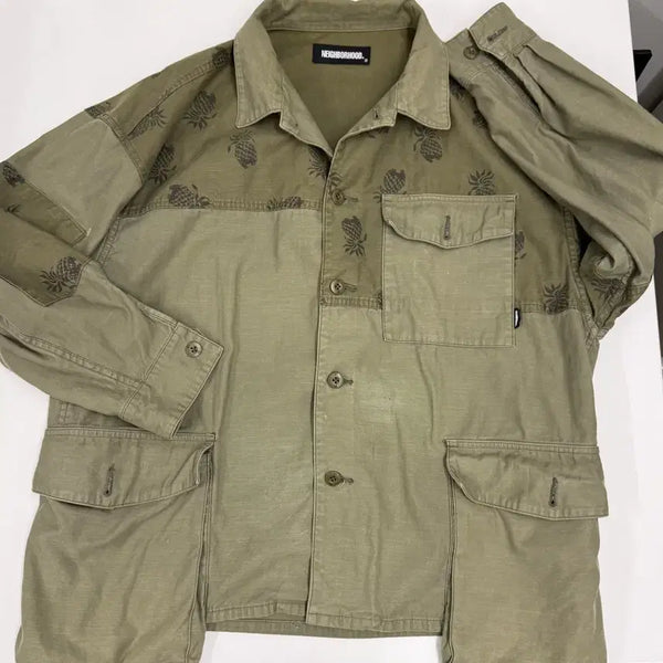 [BUNJANG] Neighborhood Pineapple Pattern Camo Shirt Size S / 네이버후드 파인애플 패턴 카모 셔츠 S