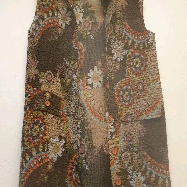 [BUNJANG] Pleated Crinkle Flower Long Vest / 55) 플리츠 크링클 플라워 롱 베스트 조끼