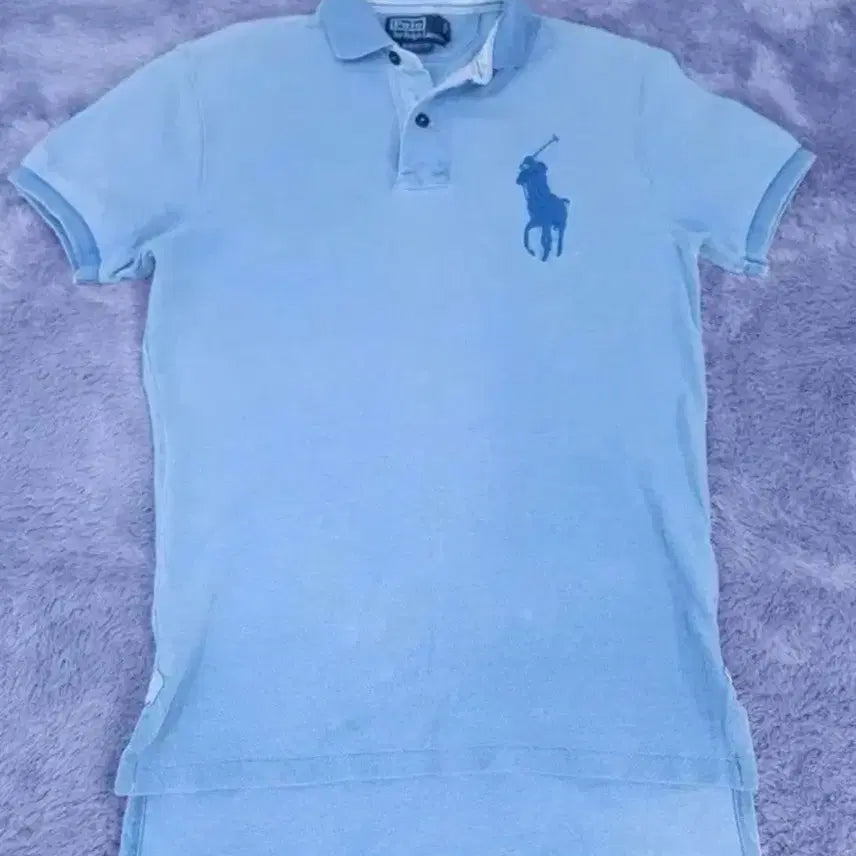 [BUNJANG] Polo Ralph Lauren Blue Cotton Polo Shirt / 폴로 랄프로렌 반팔 청 카라티 블루