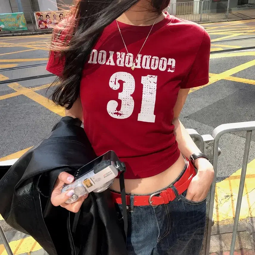 [BUNJANG] Number Print Short Sleeve T-Shirt / 숫자 프린팅 반팔