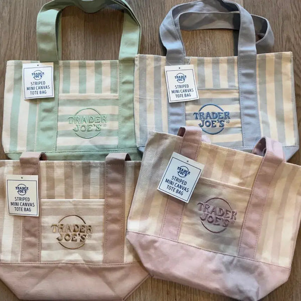 [BUNJANG] Trader Joe's Stripe Mini Canvas Tote Bag (4 Types) / 트레이더스 조 미니 토트백 스트라이프 캔버스백 4종