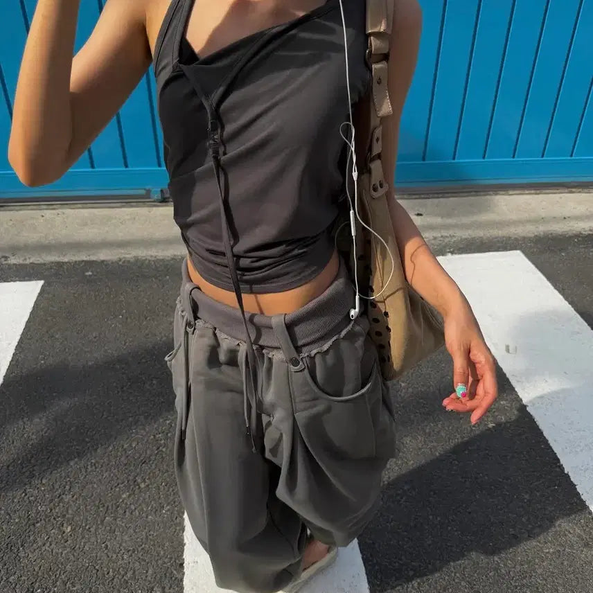 [BUNJANG] Trimingbird Double Waist Sweat Pants (Khaki) / 트리밍버드 Double Waist Sweat Pants(카키)