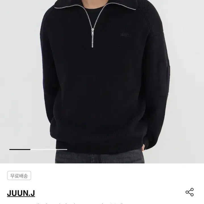 [BUNJANG] Juun.J 25FW TIKARA Half-Zip Knit Black L / [새상품] 준지 25FW 티칼라 반집업 니트 L 블랙