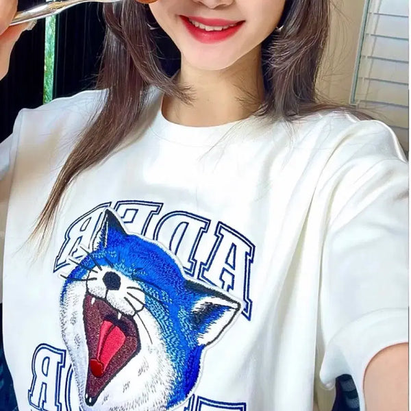 [BUNJANG] Maison Kitsuné x ADER Error Yarn Fox T-Shirt Off White / 메종 키츠네 x 아더에러 얀 폭스 티셔츠 오프 화이트