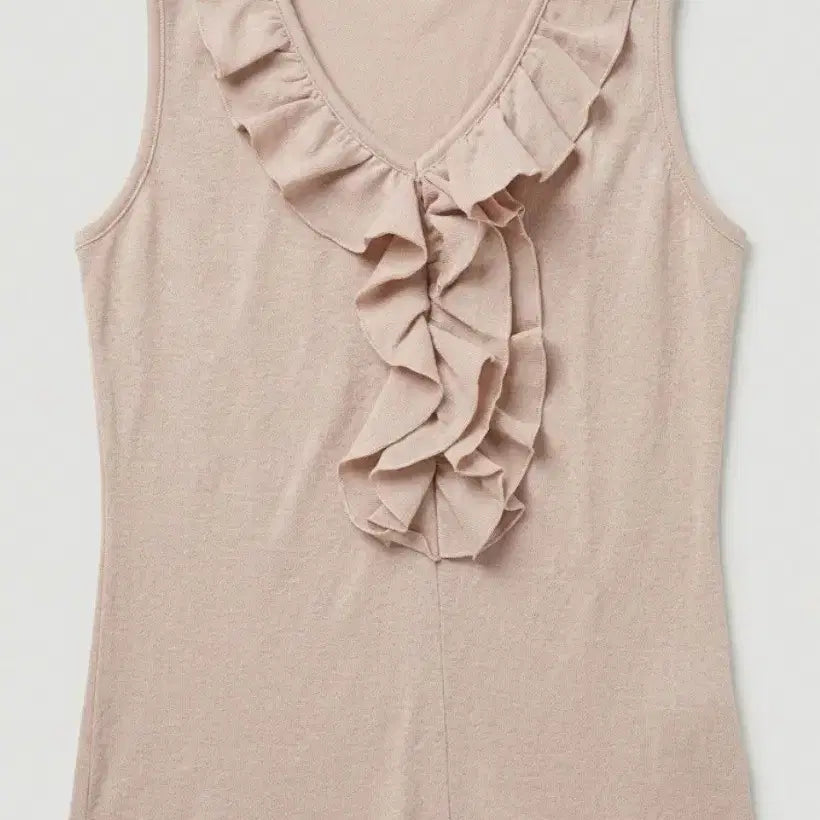 [BUNJANG] Frill Sleeveless Knit Beige / 프릴 민소매 니트 베이지