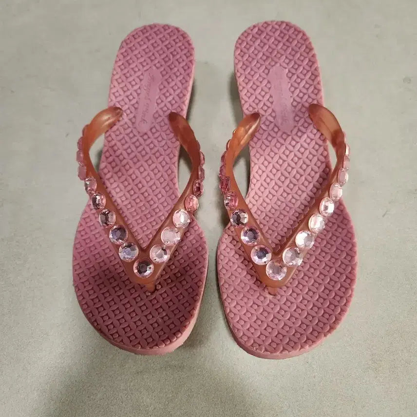 [BUNJANG] Angel Pink Cubic Heeled Flip-Flops (230) / Angel Pink 핑크 큐빅 쪼리 230