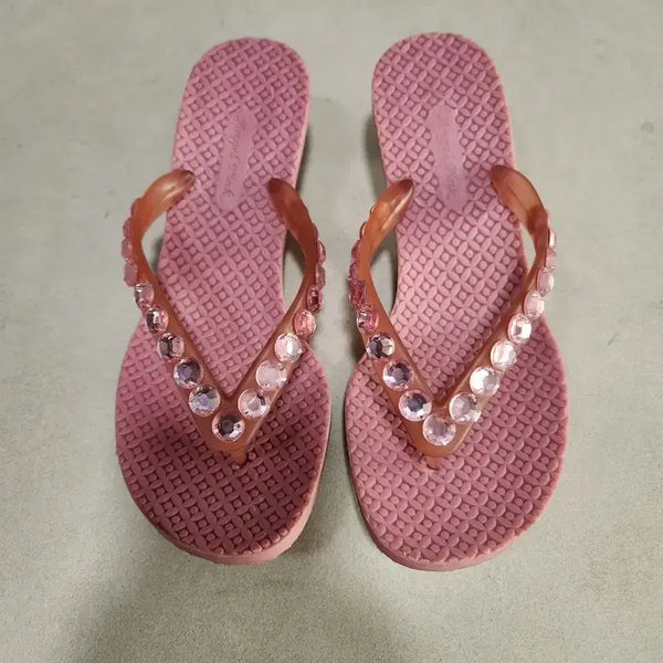 [BUNJANG] Angel Pink Cubic Heeled Flip-Flops (230) / Angel Pink 핑크 큐빅 쪼리 230