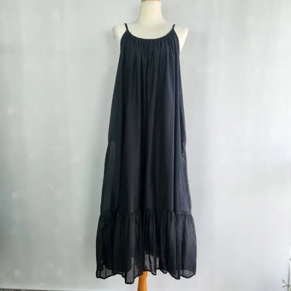 [BUNJANG] YY.STUDIO Frill Long Dress Black One Size / c66 YY.STUDIO 프릴 롱 원피스 블랙 프리사이즈 바캉스 데일리룩