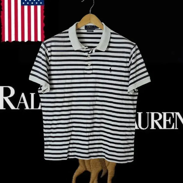 [BUNJANG] Polo Ralph Lauren Striped Short Sleeve Rugby Polo Shirt L / 폴로 스트라이프 반팔 카라티 럭비 L 정품