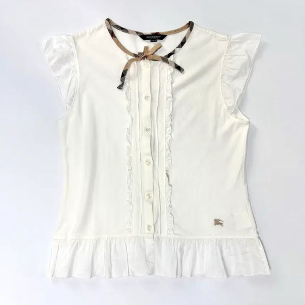 [BUNJANG] Burberry Nova Check Frill Sleeveless Top Ivory / 버버리 노바 체크 프릴 민소매