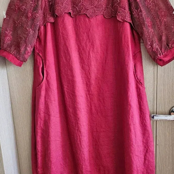 [BUNJANG] Burgundy Lace Dress / 버건디 레이스 원피스