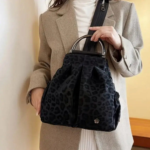 [BUNJANG] Leopard Print Shirring Women's Shoulder Bag & Backpack / 호피무늬 셔링 여성 숄더&백팩