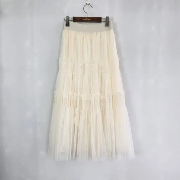 [BUNJANG] Ivory Layered Tulle Skirt Free Size / 아이보리 캉캉 캉캉 샤 스커트 프리사이즈 허리밴딩