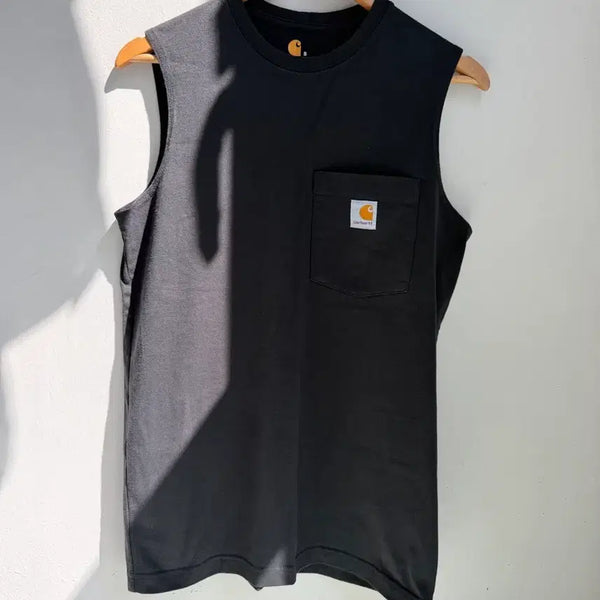 [BUNJANG] Carhartt Black Sleeveless Pocket T-Shirt S / 칼하트 포켓 민소매 티셔츠 나시 블랙 S