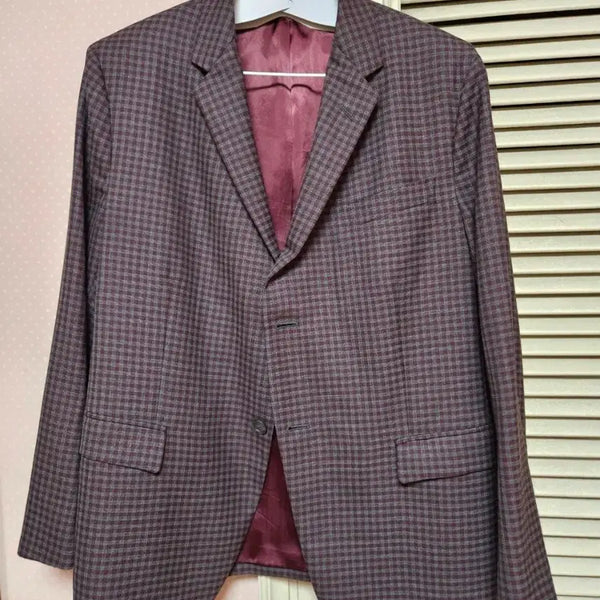 [BUNJANG] Gucci Burgundy Check Wool Single Jacket / [명품/새상품] 구찌(Gucci) 버건디 체크 울 가즈 싱글 자켓