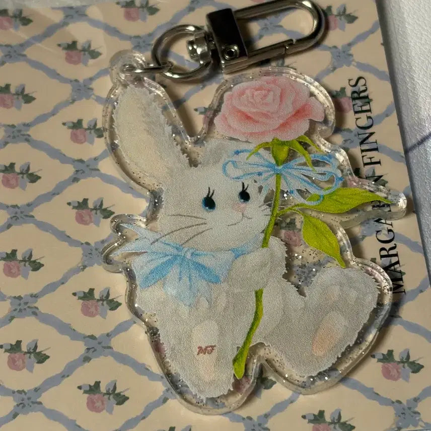 [BUNJANG] Margarin Fingers Rose Bunny Keychain / 마가린핑거스 로즈 버니 토끼 키링