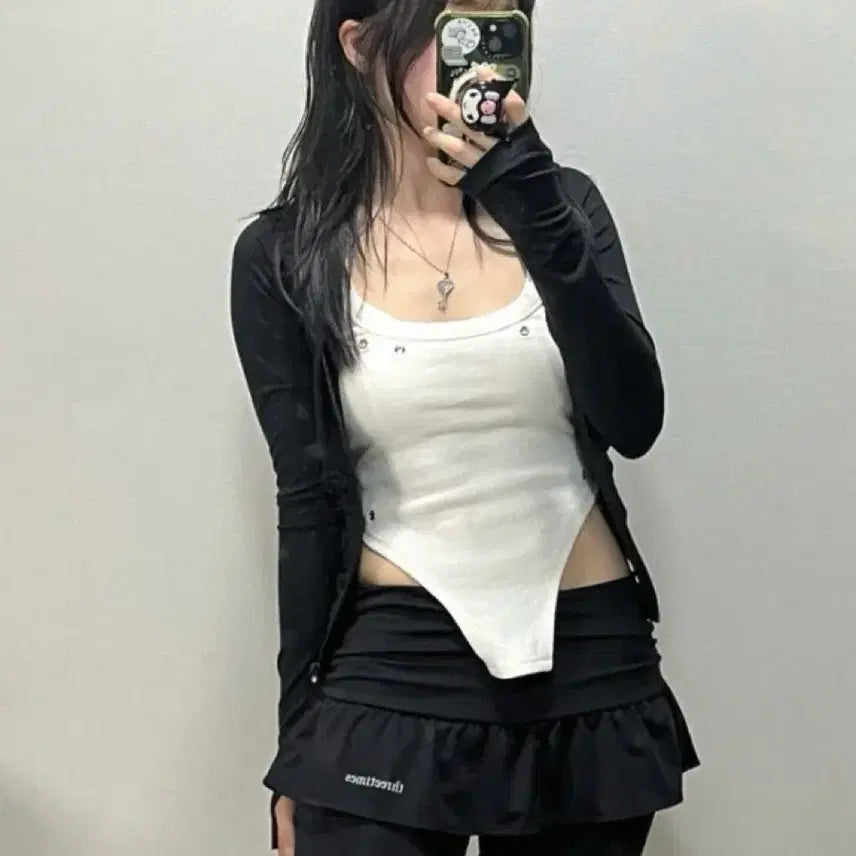[BUNJANG] 3Times Elfin Skirt Pants (Black/Pink) / 쓰리타임즈 엘핀 스커트팬츠 블랙,핑크