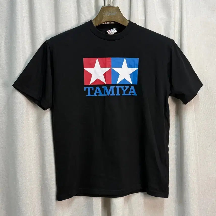 [BUNJANG] Tamiya Official Twin Star Logo Short Sleeve T-Shirt Black / [L] 타미야(TAMIYA) 오피셜 트윈스타 로고 반팔 티셔츠 블랙