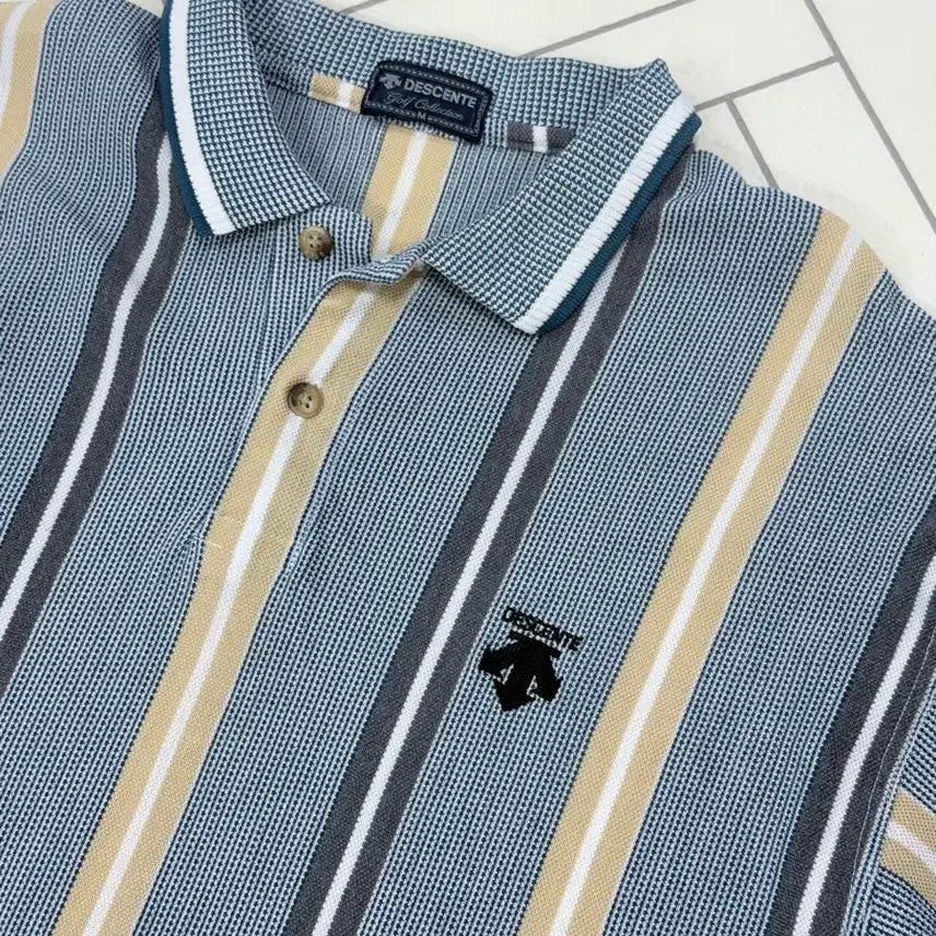 [BUNJANG] Descente Rare Japanese Stripe Polo Shirt / 데상트 희귀 일본판 스트라이프 카라티