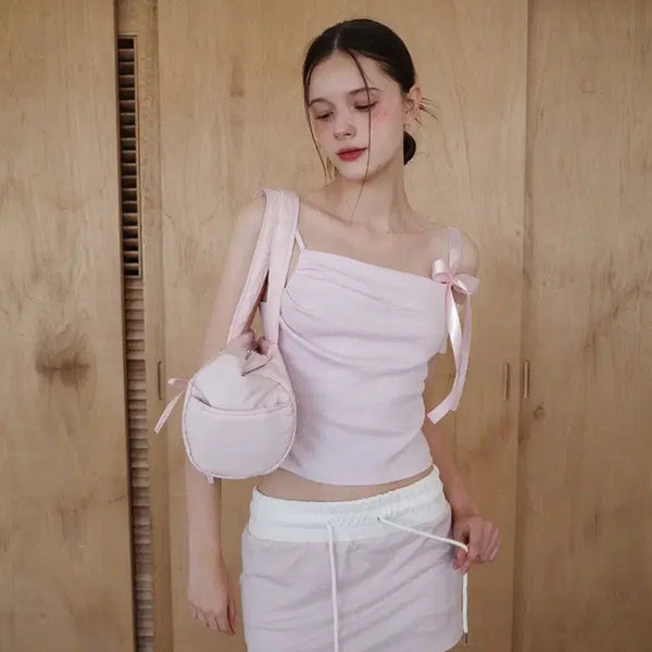 [BUNJANG] Dry Rose SLUSH RIBBON TOP (Pink) / 드라이로즈 SLUSH RIBBON TOP (PINK) 슬러시 리본탑