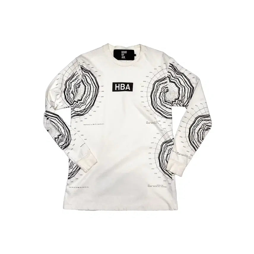 [BUNJANG] Hood By Air 14SS Weather Radar Long Sleeve T-Shirt White M / 후드바이에어-14SS 웨더 레이더 롱슬리브 티셔츠-화이트-M