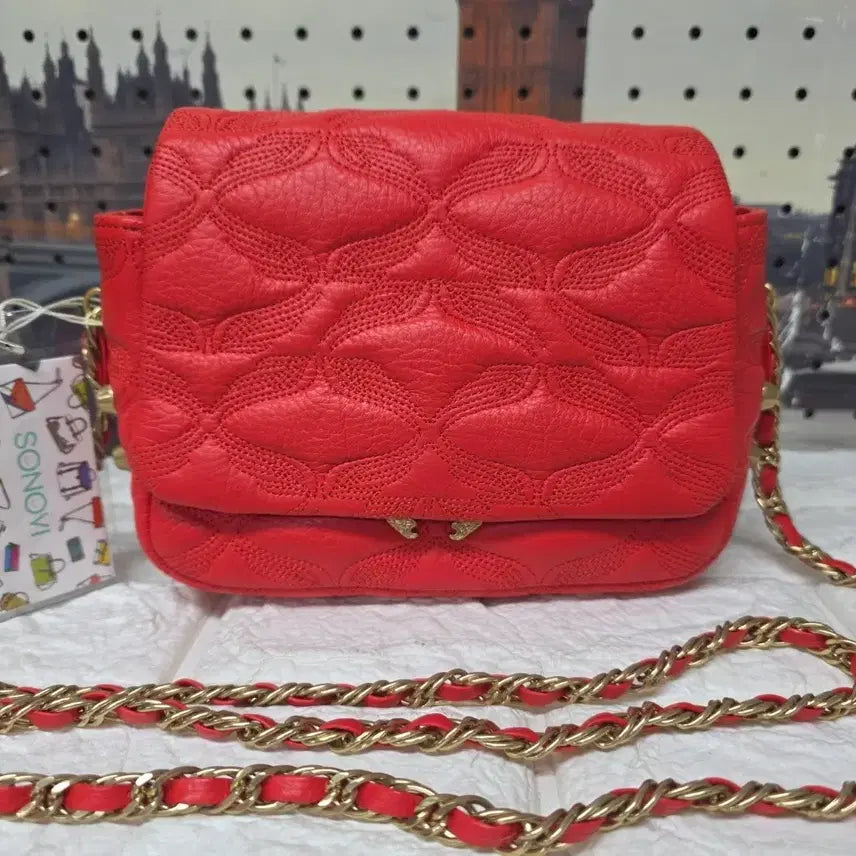 [BUNJANG] Sonovi Women's Mini Crossbody Shoulder Bag Red Natural Cowhide / 소노비 여성 미니 크로스백 숄더백 레드 천연소가죽 여성가방 GE72