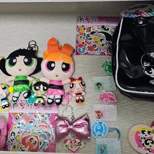 [BUNJANG] Powerpuff Girls Dot Bag Figure Keyring Doll Sticker Set / 파워퍼프걸 도트백 피규어 키링 인형 스티커