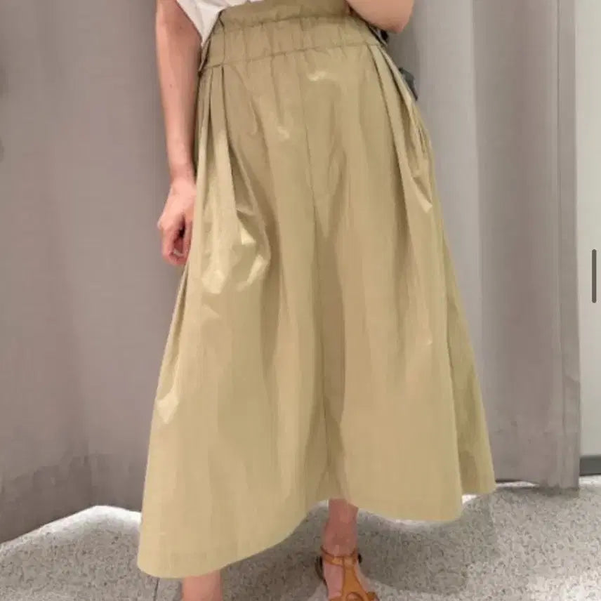 [BUNJANG] ZARA Poplin Midi Skirt Beige / 자라 zara 포플린 미디 스커트