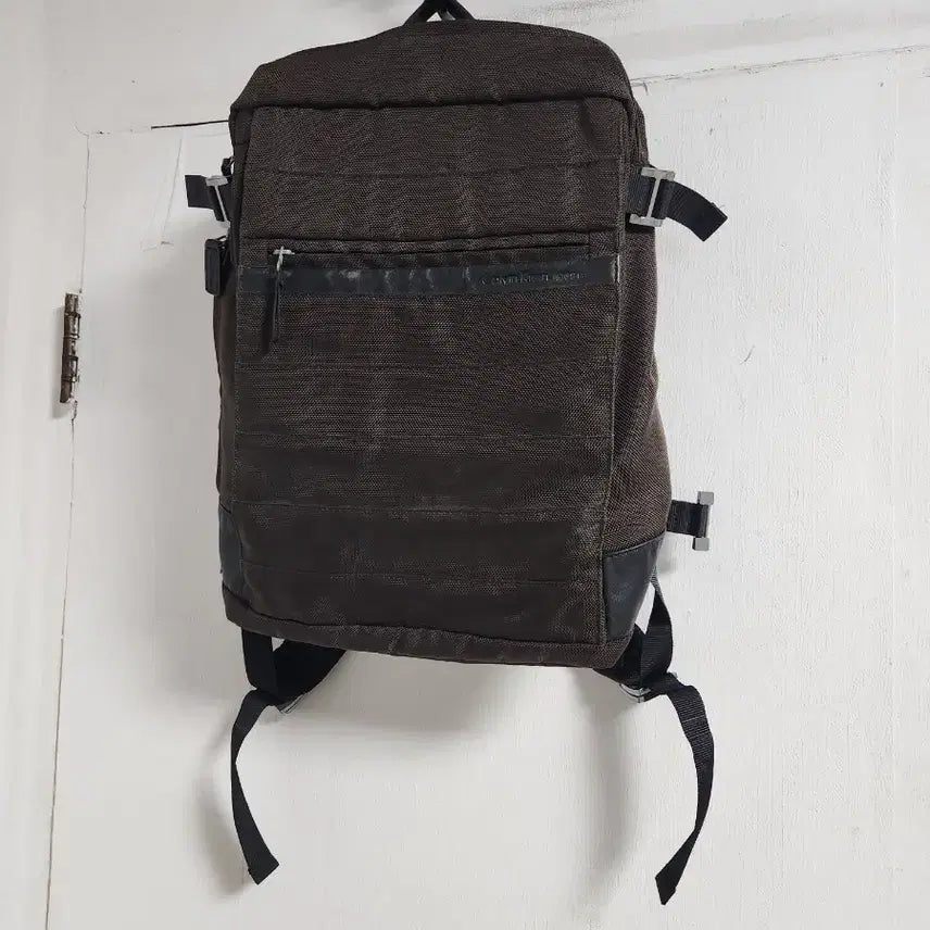 [BUNJANG] Calvin Klein Jeans Brown Leather Trim Backpack / 캘빈클라인 진  브라운  백팩