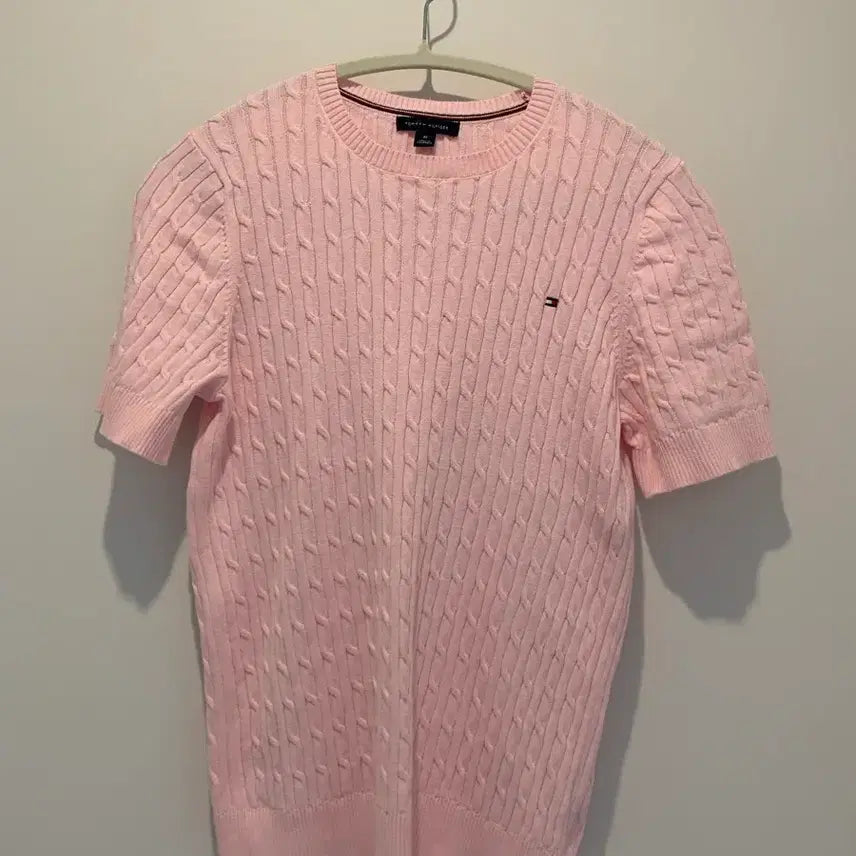 [BUNJANG] Tommy Hilfiger Women's Cable Knit Short Sleeve Top M / 여성 타미힐피거 케이블 반팔 니트 M