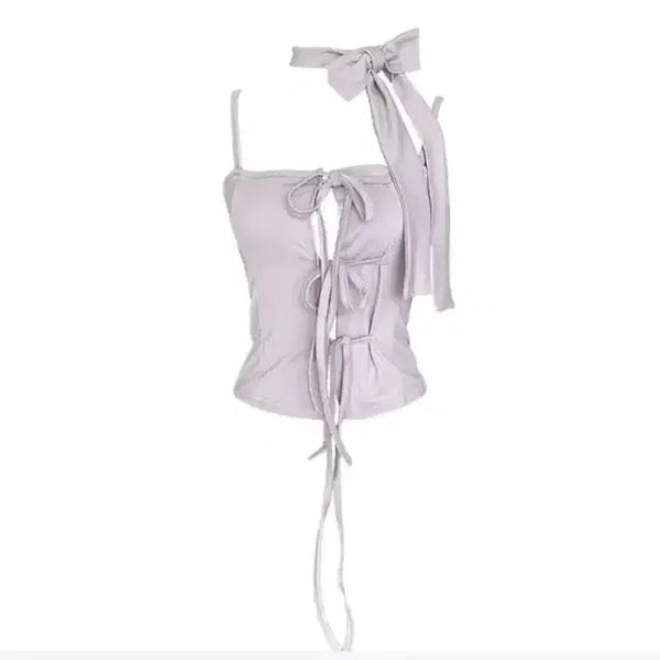 [BUNJANG] Corset Scarf String Sleeveless Top Lavender / 코르셋 스카프 스트링 슬리브리스 탑 라벤더