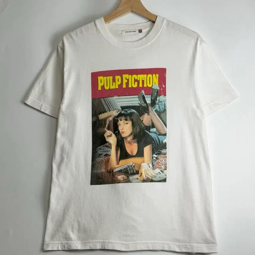 [BUNJANG] BEAMS x Good Speed Pulp Fiction Movie Graphic T-Shirt / 여성용 빔즈 X 굿락스피드 펄프픽션 빈티지 무비 반팔 티셔츠 F