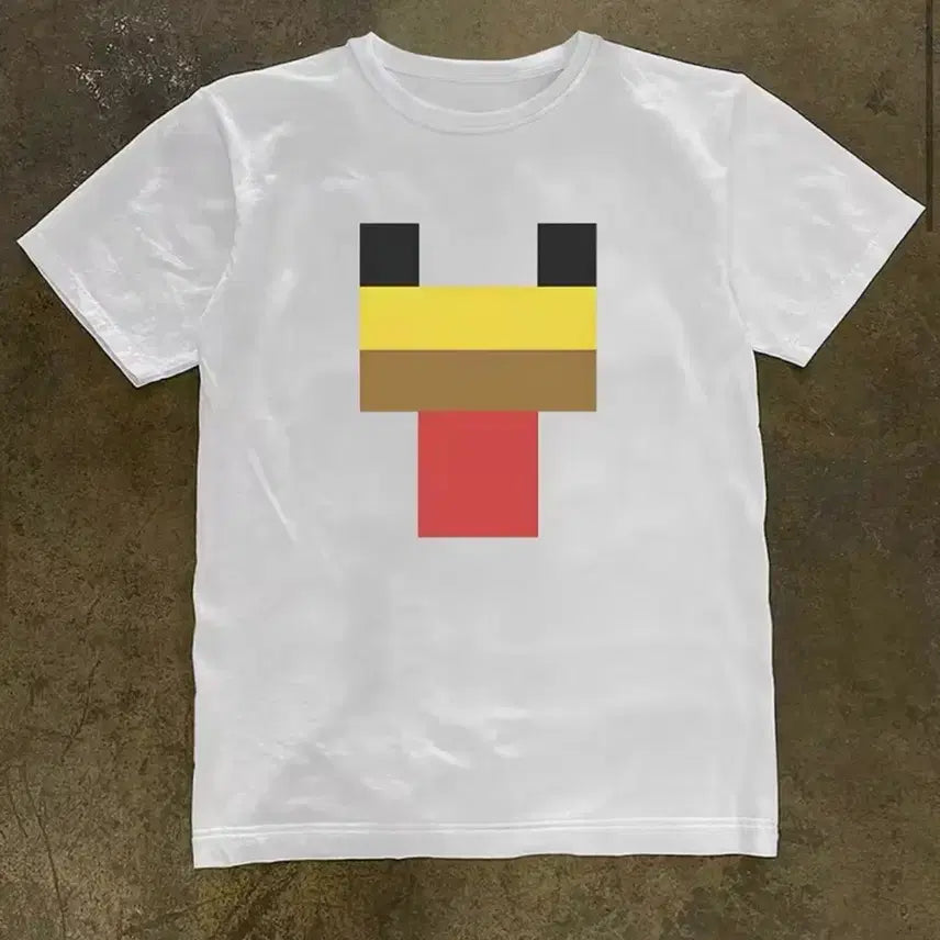 [BUNJANG] Minecraft Chicken Self-Printing T-Shirt / 마인크래프트 닭 티셔츠(셀프 프린팅 티셔츠, 새제품)